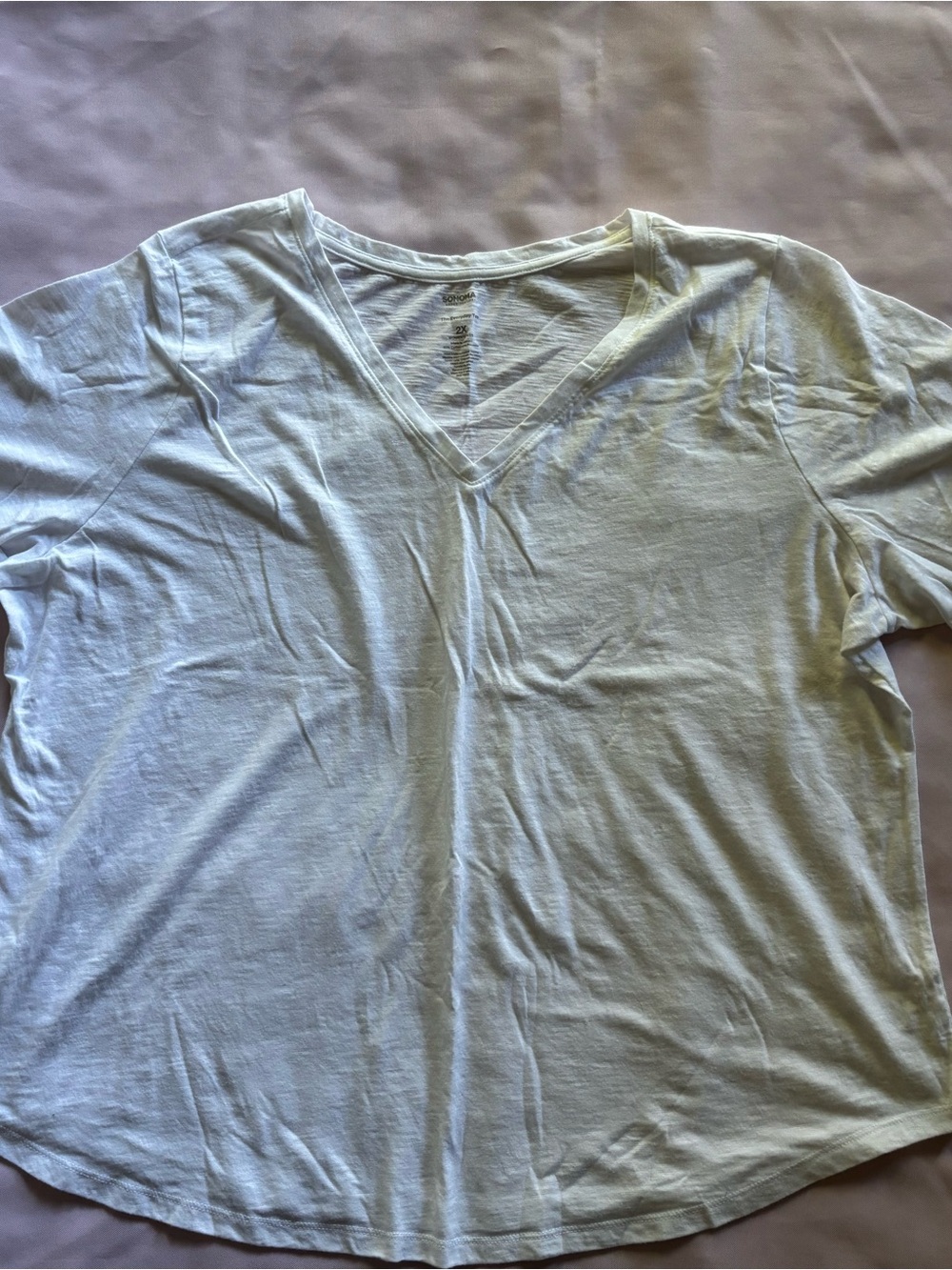 Sonoma White V-Neck Long Sleeve Tee
